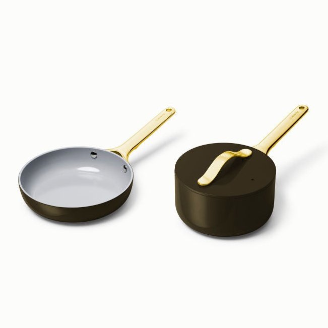 Caraway Deluxe Cookware Set in Black with Gold Handles - Backyard Provider