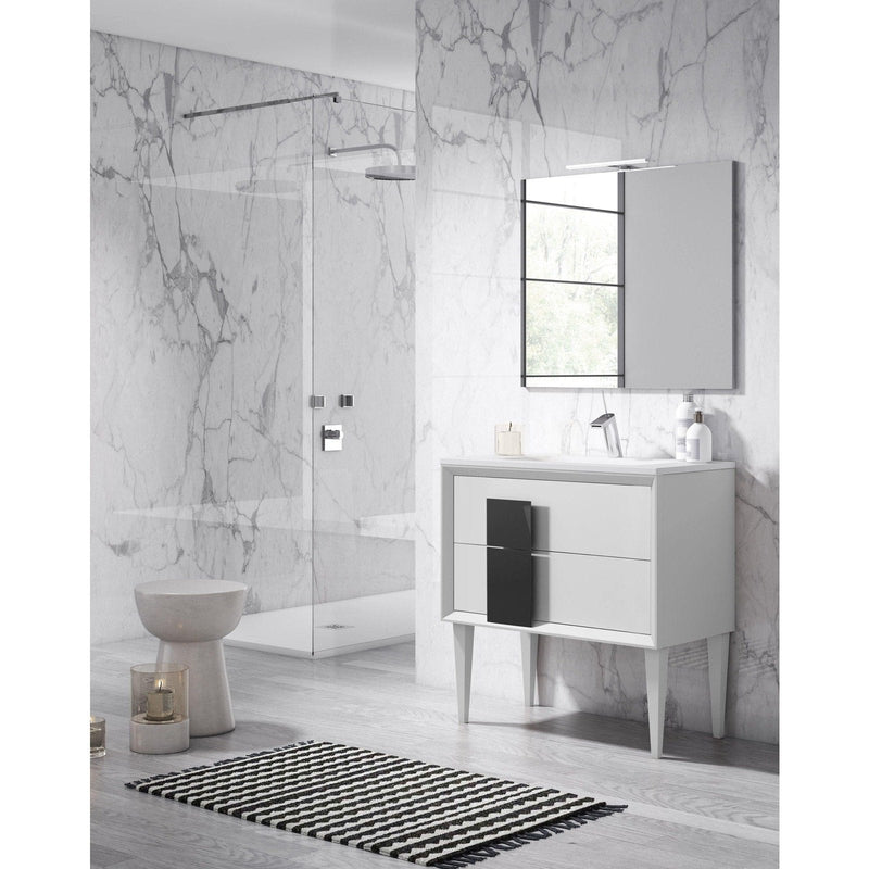 Lucena Bath Décor Cristal 24" Freestanding Bathroom Vanity in White/Black or Grey and glass handle - Backyard Provider