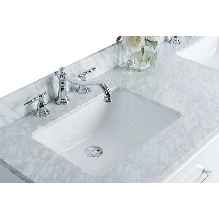 Ancerre Ellie Bathroom Vanity with Sink and Carrara White Marble Top Cabinet Set - VTS-ELLIE-42-W-CW - Backyard Provider