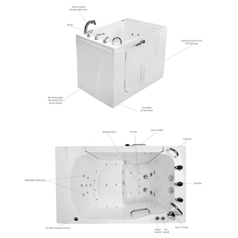 Ella's Bubble TransferXXXL - Wheelchair Accessible Walk-In Bathtub with Dual Drain (36"W x 55"L) - Backyard Provider