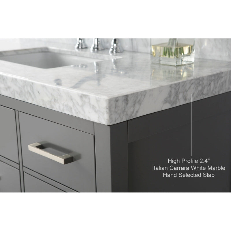 Ancerre Elizabeth Bathroom Vanity with Sink and Carrara White Marble Top Cabinet Set - VTS-ELIZABETH-36-W-CW - Backyard Provider