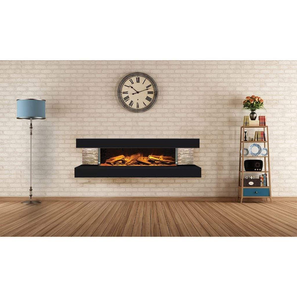 European Home 60" 3-Sided Compton 1000 Wall Mount Built-In Electric Fireplace Suite