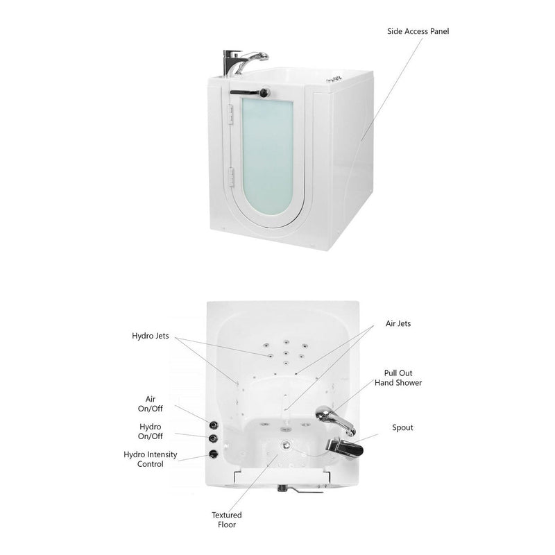 Ella's Bubbles Front Entry Walk In Tub - Acrylic Outward Swing Door (32″W x 40″L) - Backyard Provider