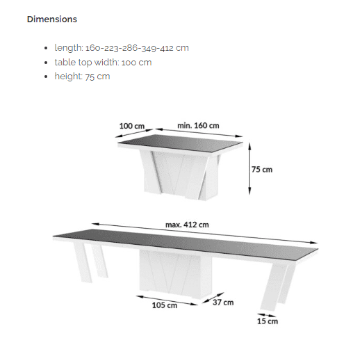 Maxima House Dining Set ALETA 11 pcs. modern white glossy Dining Table with 4 self-starting leaves plus 10 chairs - HU0078K-332GR - Backyard Provider