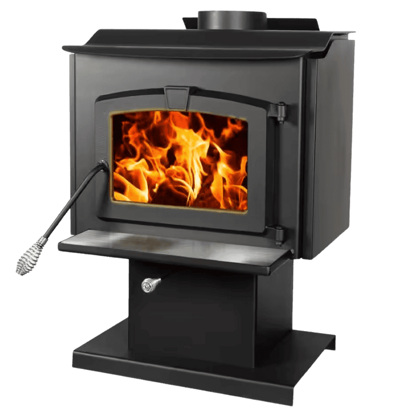 Pleasant Hearth HWS-1200-B Wood Burning Stove 1,200 Sq. Ft. 56,107 BTU Stainless Steel Ash Lip and Blower EPA Certified New