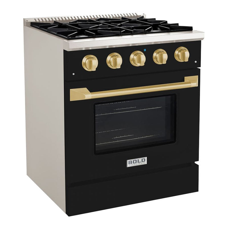 Hallman BOLD 30" 4.2 Cu.Ft. 4 Burner Freestanding Dual Fuel Range and Electric Oven - HBRDF30