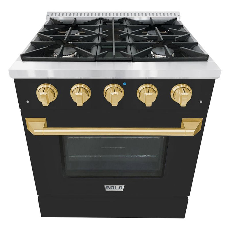 Hallman BOLD 30" 4.2 Cu.Ft. 4 Burner Freestanding Dual Fuel Range and Electric Oven - HBRDF30