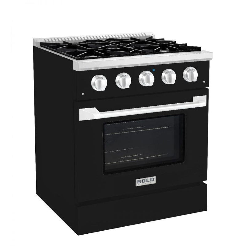 Hallman BOLD 30" 4.2 Cu.Ft. 4 Burner Freestanding Dual Fuel Range and Electric Oven - HBRDF30