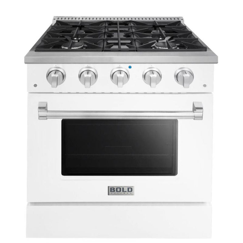 Hallman BOLD 30" 4.2 Cu.Ft. 4 Burner Freestanding Dual Fuel Range and Electric Oven - HBRDF30