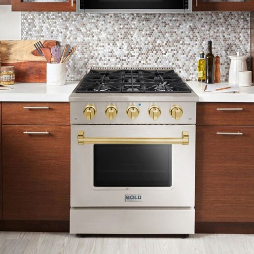 Hallman BOLD 30" 4.2 Cu.Ft. 4 Burner Freestanding All Gas Range and Gas Oven - HBRG30