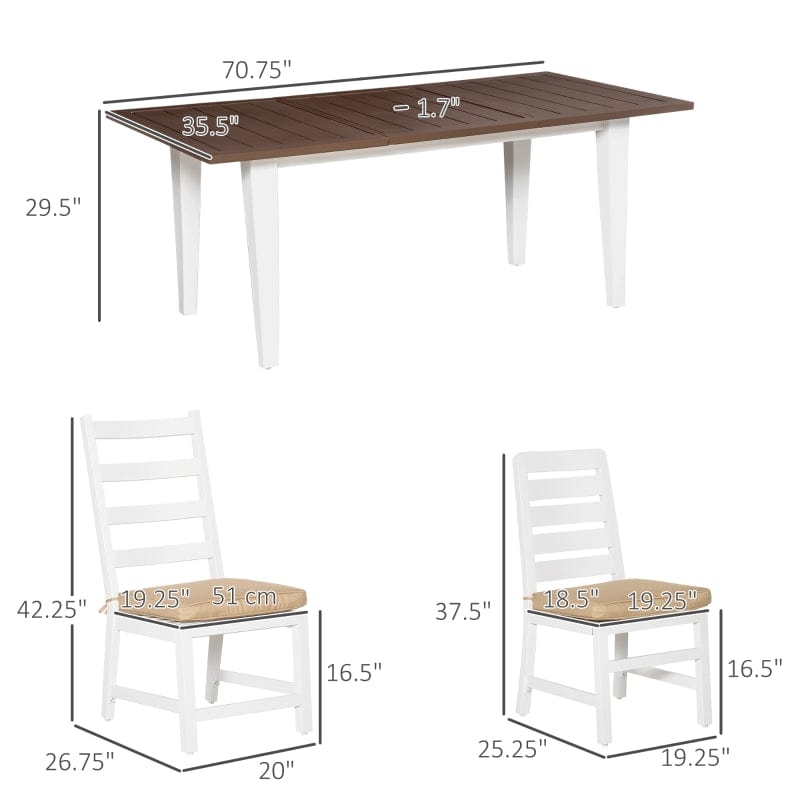 Outsunny 7 Piece Patio Dining Set with Umbrella Hole - 84B-990