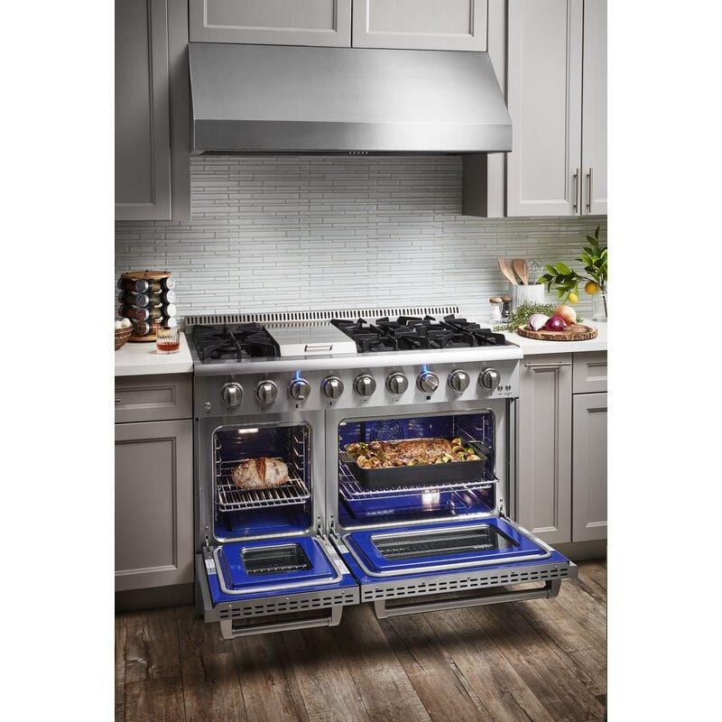 Thor Kitchen Appliance Package - 48 in. Gas Burner/Electric Oven Range, Range Hood, Refrigerator, Dishwasher, AP-HRD4803U-3