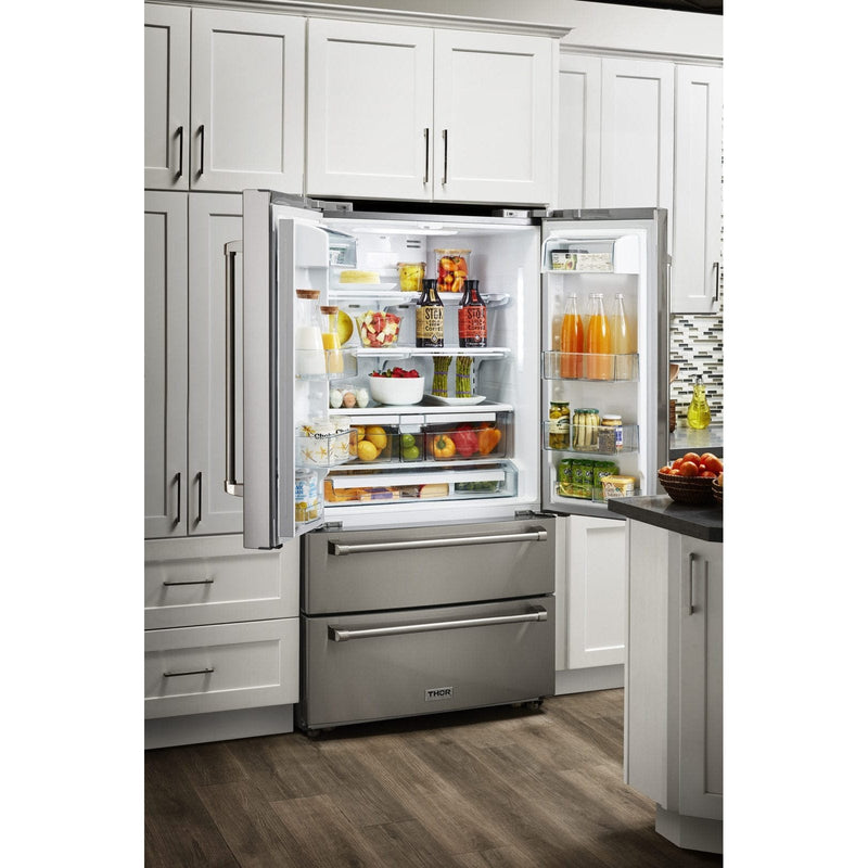 Thor Kitchen Appliance Package - 36 in. Liquid Propane Range, Refrigerator, Dishwasher, AP-LRG3601ULP-2