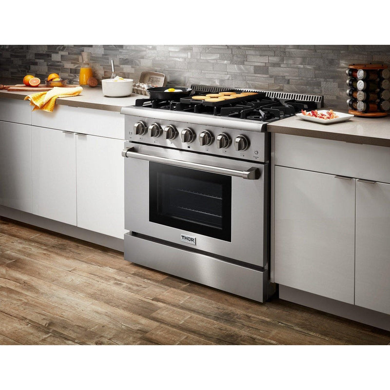 Thor Kitchen 36 in. 5.2 cu. ft. Professional Propane Gas Range in Stainless Steel, HRG3618ULP