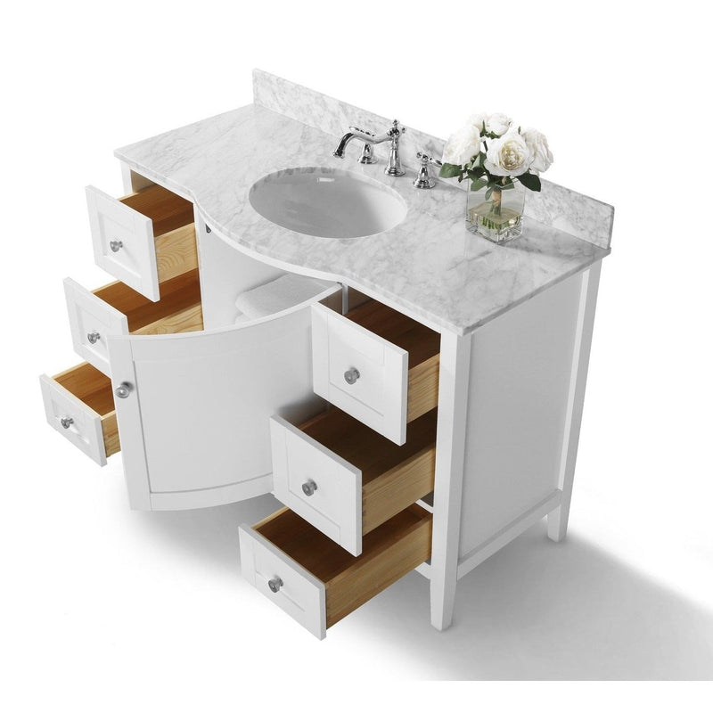 Ancerre Lauren Bathroom Vanity with Sink and Carrara White Marble Top Cabinet Set - VTS-LAUREN-48-W-CW - Backyard Provider