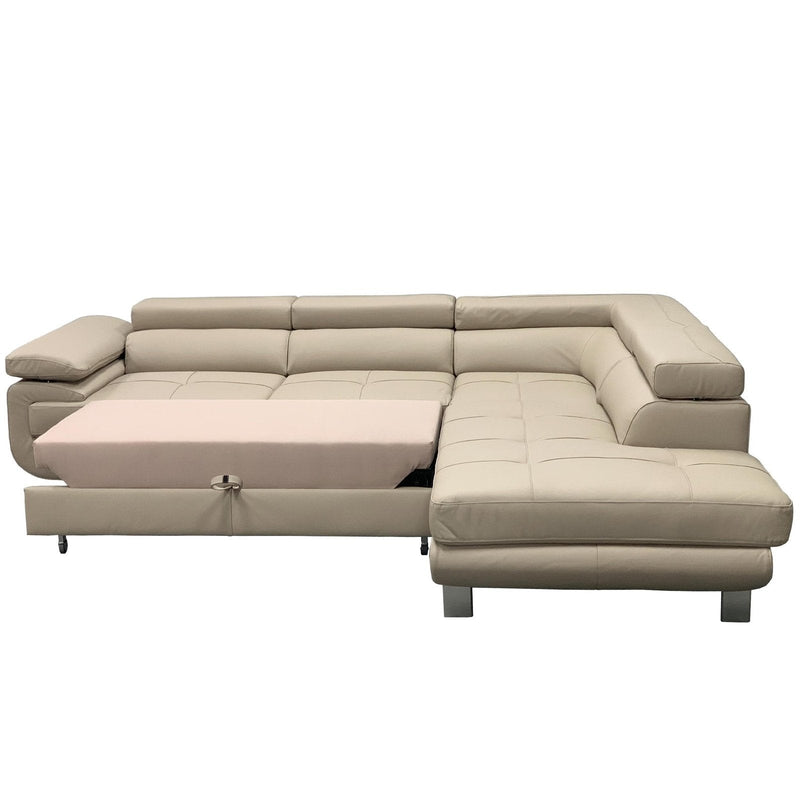 LOTUS Leather Sectional Sleeper Sofa, Right Corner - Backyard Provider