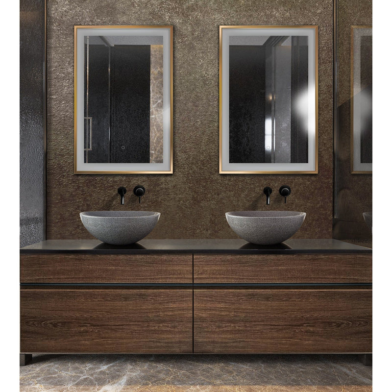 Krugg Soho 24" X 36" Gold LED Bathroom Mirror SOHO2436G - Backyard Provider