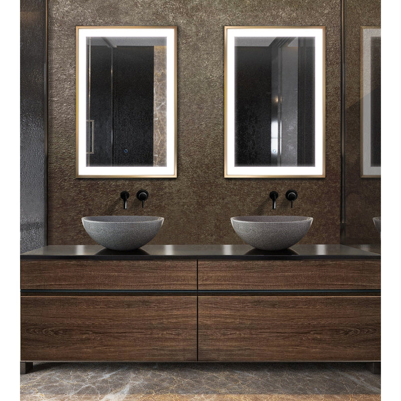 Krugg Soho 24" X 36" Gold LED Bathroom Mirror SOHO2436G - Backyard Provider