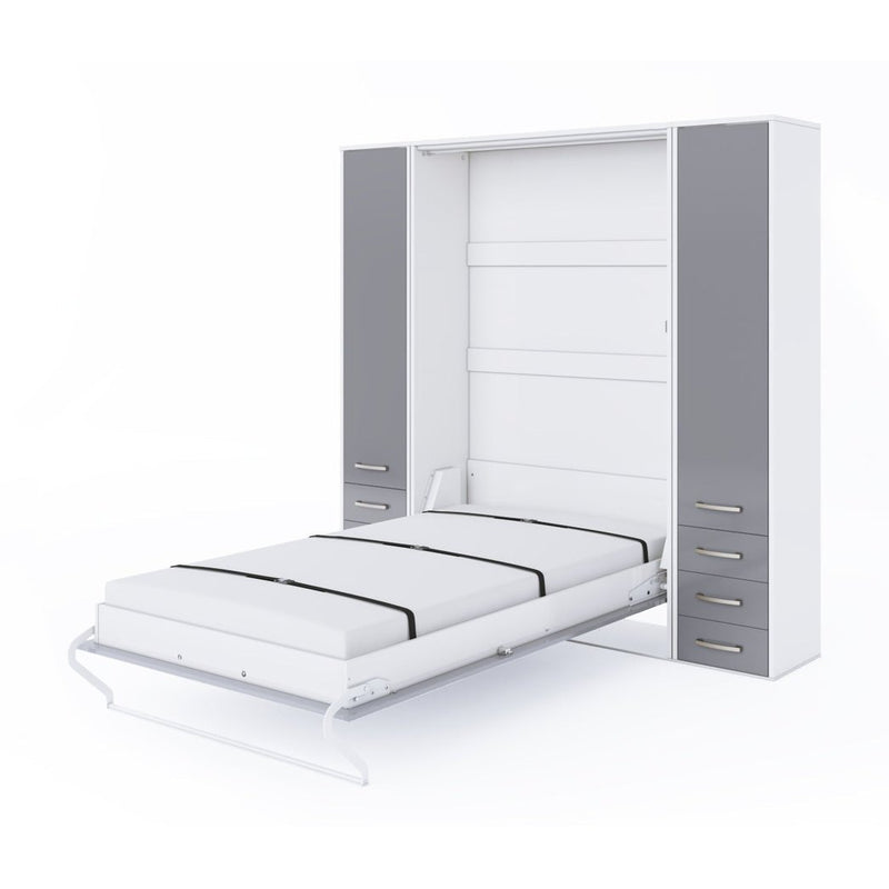 Maxima House Murphy Bed Vertical Invento, European Queen Size with mattress and 2 cabinets - IN160V-07W - Backyard Provider