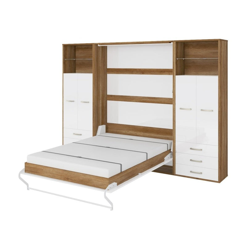 Maxima House Invento Vertical Wall Bed, European Twin Size with 2 cabinets - IN90V-10W - Backyard Provider