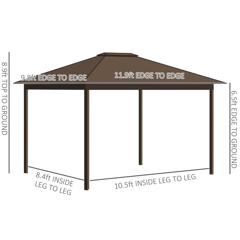 Outsunny 10x12 Hardtop Gazebo with Aluminum - 84C-095CG