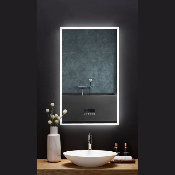 Ancerre Immersion LED Lighted Bathroom Vanity Mirror with Bluetooth, Defogger, and Digital Display - LEDM-IMMERSION-24 - Backyard Provider