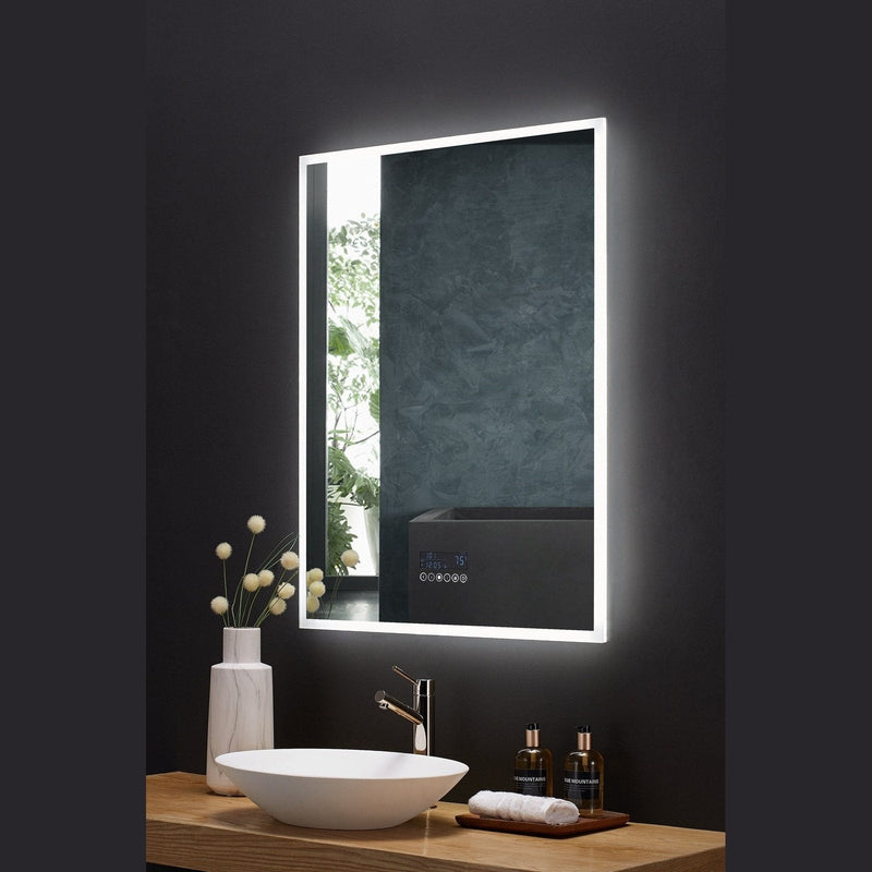 Ancerre Immersion LED Lighted Bathroom Vanity Mirror with Bluetooth, Defogger, and Digital Display - LEDM-IMMERSION-24 - Backyard Provider