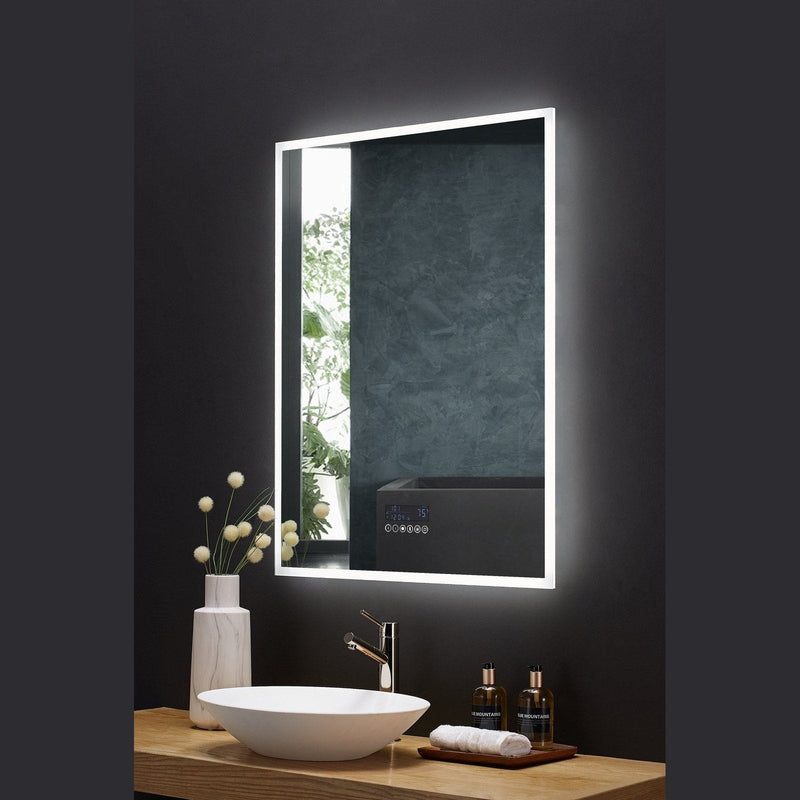 Ancerre Immersion LED Lighted Bathroom Vanity Mirror with Bluetooth, Defogger, and Digital Display - LEDM-IMMERSION-24 - Backyard Provider