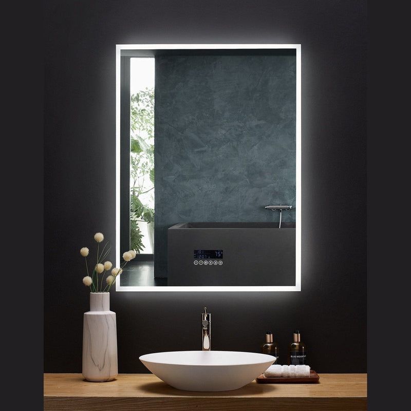 Ancerre Immersion LED Lighted Bathroom Vanity Mirror with Bluetooth, Defogger, and Digital Display - LEDM-IMMERSION-24 - Backyard Provider