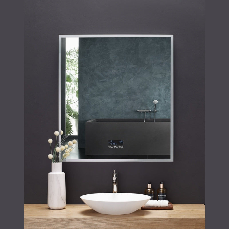 Ancerre Immersion LED Lighted Bathroom Vanity Mirror with Bluetooth, Defogger, and Digital Display - LEDM-IMMERSION-24 - Backyard Provider