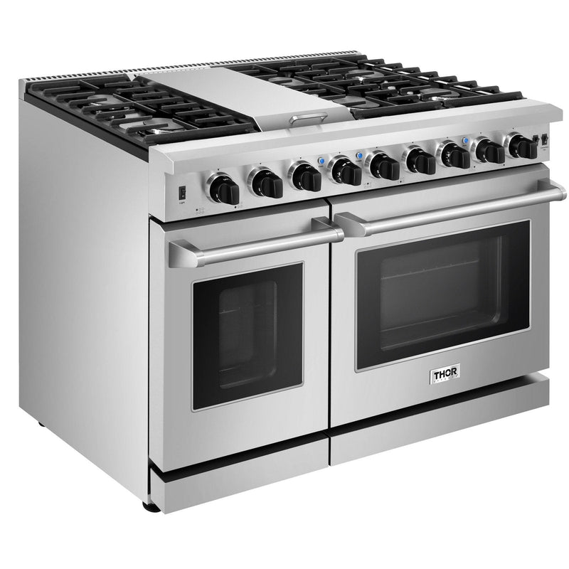 Thor Kitchen 48 in. 6.8 cu. ft. Double Oven Propane Gas Range in Stainless Steel, LRG4807ULP