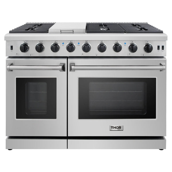 Thor Kitchen 48 in. 6.8 cu. ft. Double Oven Propane Gas Range in Stainless Steel, LRG4807ULP