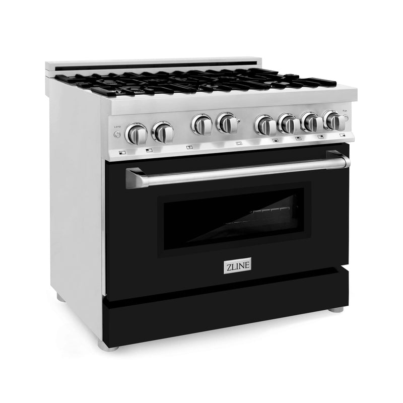 ZLINE 36 in. Professional 4.6 cu. ft. Gas Range in Stainless Steel - Black Matte, RG-BLM-36