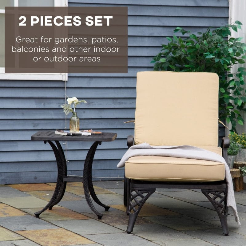 Outsunny Outdoor Foldable Lounge Chair and Side Table Set - 84B-992BG