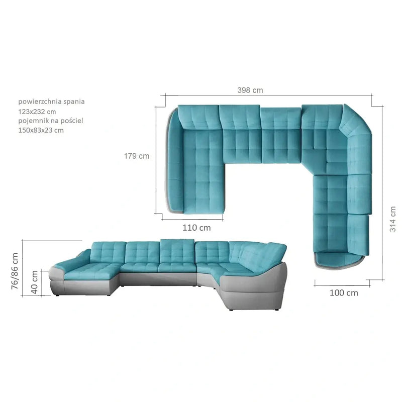 Maxima House Sleeper Sectional Infinity XL , Left, U-Shape, FULL XL with storage - W0021 - Backyard Provider