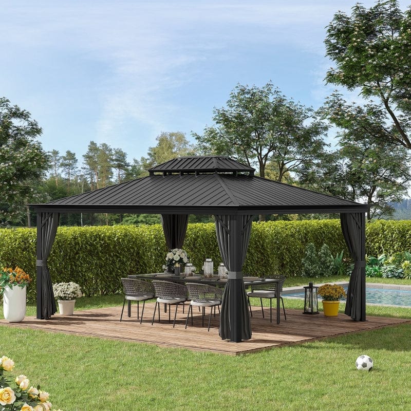 Outsunny 12x16 Hardtop Gazebo with Aluminum Frame - 84C-204V01CG