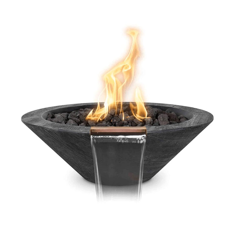 The Outdoor Plus OPT-RWGFW Cazo Round Wood Grain Concrete Fire and Water Bowl, 24-Inch