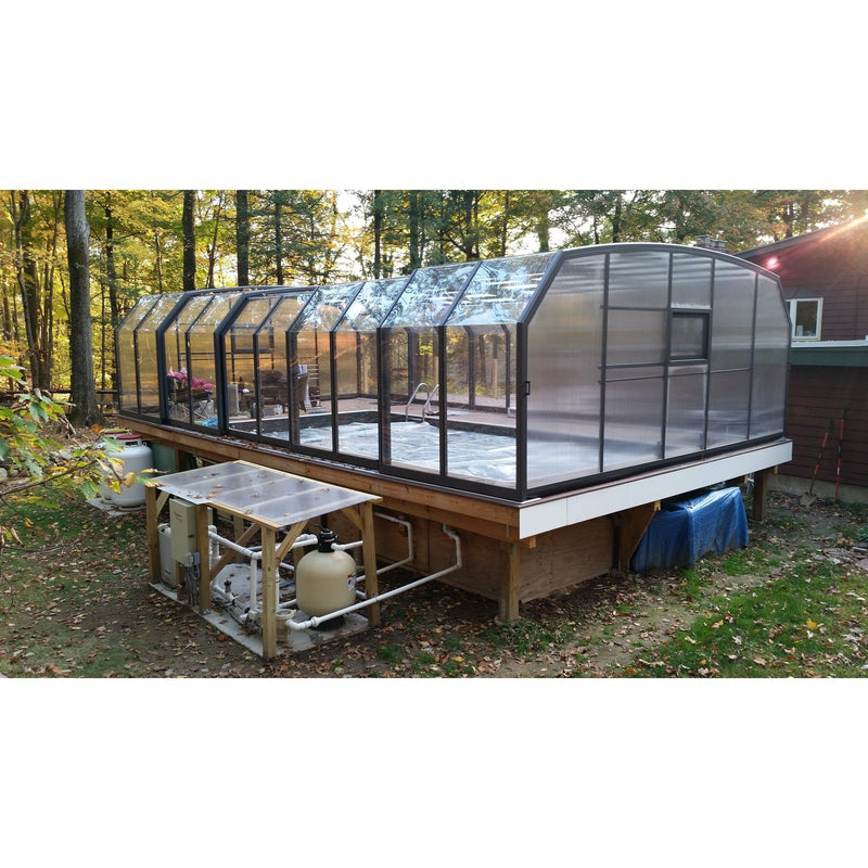 Sunrooms-Enclosures Polished Curves Oceanic High Type II Pool Enclosure, 20’10”L x 14’8”W x 7’7”H