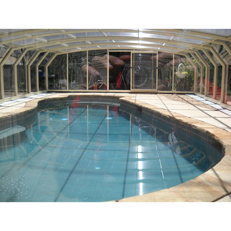 Sunrooms-Enclosures Polished Curves Oceanic High Type II Pool Enclosure, 20’10”L x 14’8”W x 7’7”H