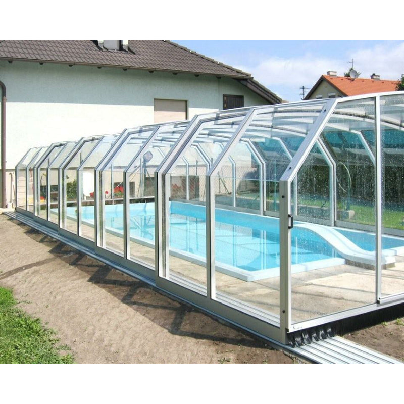 Sunrooms-Enclosures Polished Curves Oceanic High Type II Pool Enclosure, 20’10”L x 14’8”W x 7’7”H