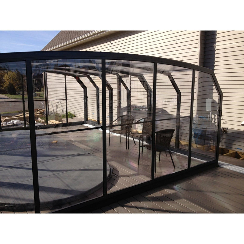 Sunrooms-Enclosures Polished Curves Oceanic High Type II Pool Enclosure, 20’10”L x 14’8”W x 7’7”H