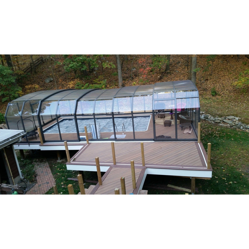 Sunrooms-Enclosures Polished Curves Oceanic High Type II Pool Enclosure, 20’10”L x 14’8”W x 7’7”H