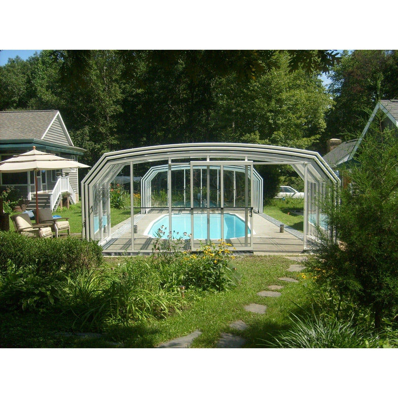 Sunrooms-Enclosures Polished Curves Oceanic High Type I Pool Enclosure, 20’10”L x 13’1”W x 7’4”H