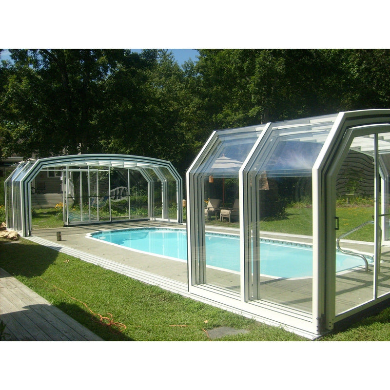 Sunrooms-Enclosures Polished Curves Oceanic High Type I Pool Enclosure, 20’10”L x 13’1”W x 7’4”H