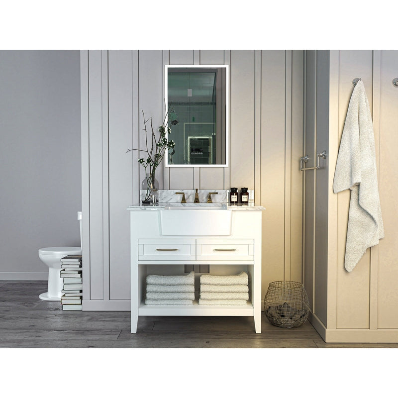 Ancerre Hayley Bathroom Vanity with Sink and Carrara White Marble Top Cabinet Set - VTS-HAYLEY-36-W-CW - Backyard Provider