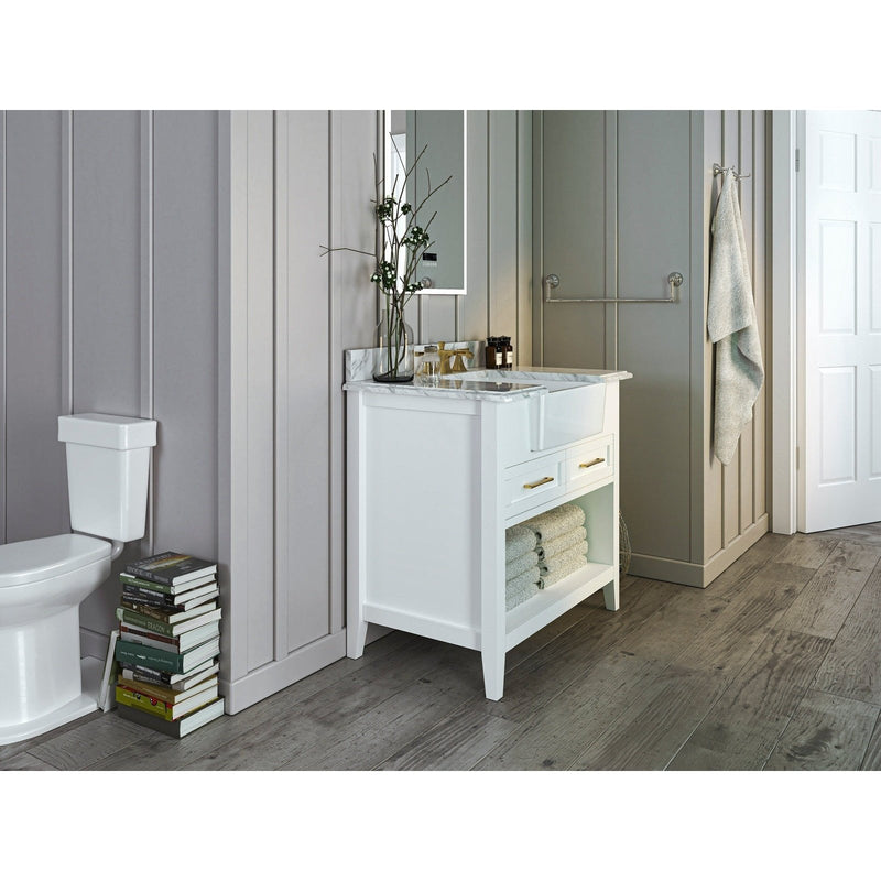 Ancerre Hayley Bathroom Vanity with Sink and Carrara White Marble Top Cabinet Set - VTS-HAYLEY-36-W-CW - Backyard Provider