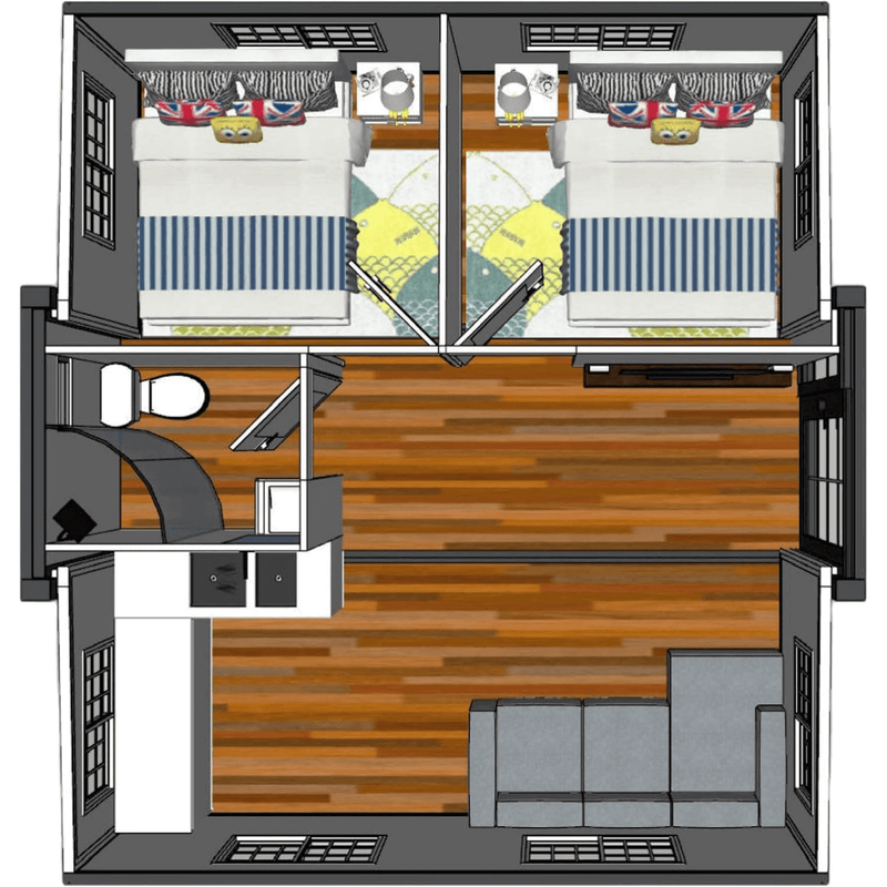 Modern Office Expandable Prefab Home 19ft x 20ft PM000119