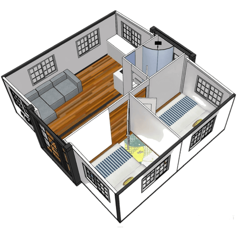 Modern Office Expandable Prefab Home 19ft x 20ft PM000119