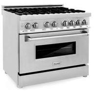 ZLINE Appliance Package - 36 in. Dual Fuel Range, Range Hood, Microwave Drawer, 3 Rack Dishwasher, 4KP-RARH36-MWDWV