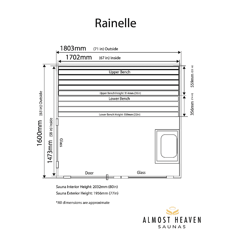 Almost Heaven Rainelle 4-Person Indoor Sauna